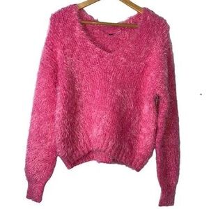 Bubblegum Soft very Fuzzy Women's Freshman Eyelash Sweater Pink  Size: Medium